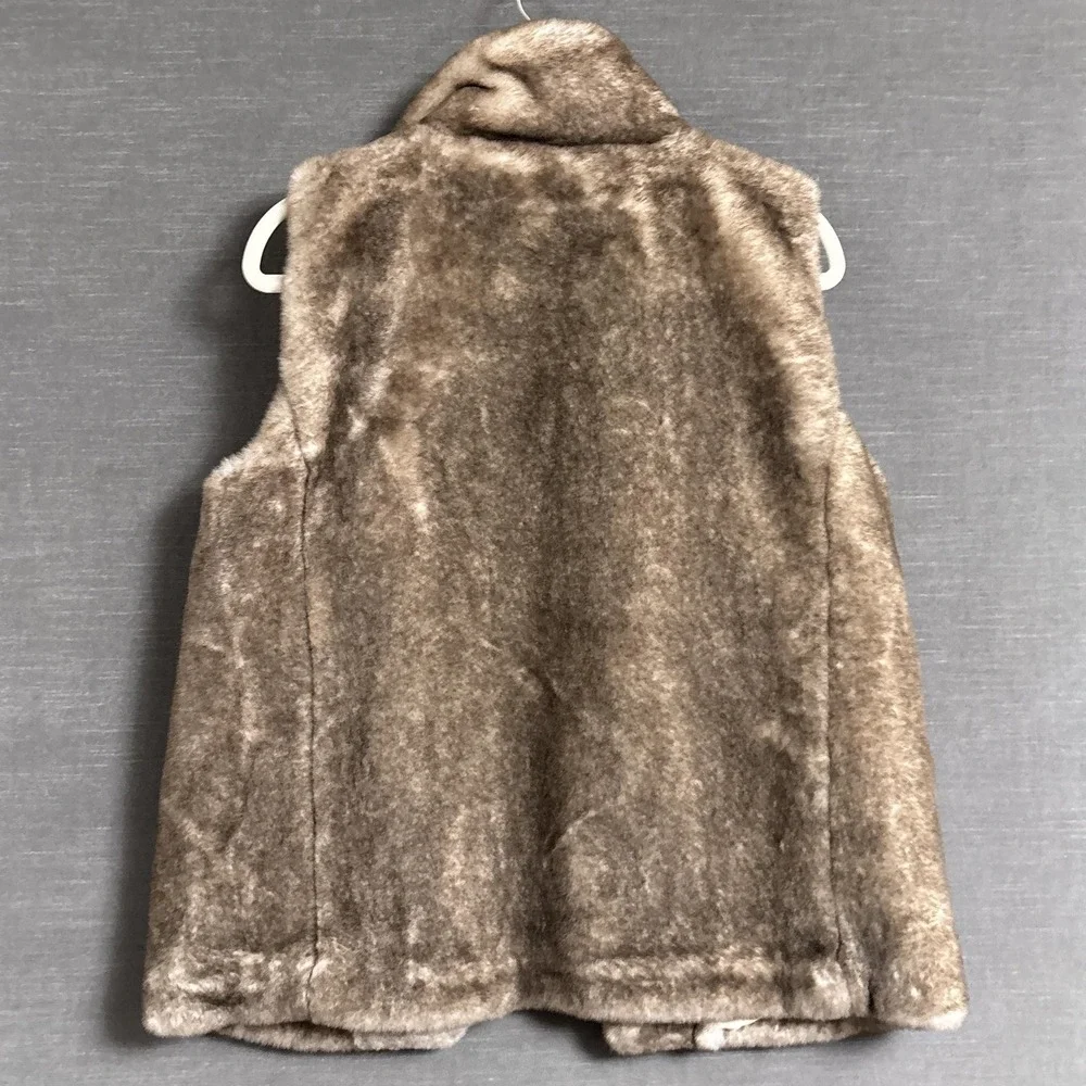 Loft Faux Fur Vest XS Beige Soft Plush Jacket Cozy Fall Winter Layer Boho Open